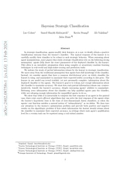 Bayesian Strategic Classification