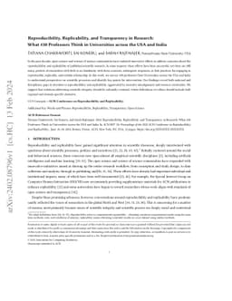 Reproducibility, Replicability, and Transparency in Research: What 430
  Professors Think in Universities across the USA and India