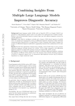 Combining Insights From Multiple Large Language Models Improves
  Diagnostic Accuracy