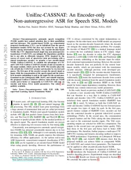 UniEnc-CASSNAT: An Encoder-only Non-autoregressive ASR for Speech SSL
  Models