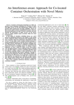 An Interference-aware Approach for Co-located Container Orchestration
  with Novel Metric