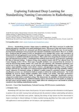 Exploring Federated Deep Learning for Standardising Naming Conventions
  in Radiotherapy Data