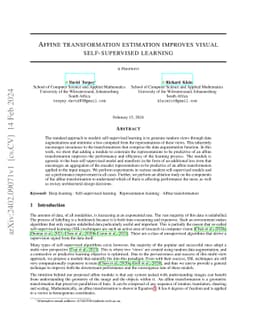 Affine transformation estimation improves visual self-supervised
  learning
