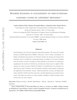Machine Learning in management of precautionary closures caused by
  lipophilic biotoxins