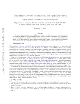 Transformers, parallel computation, and logarithmic depth