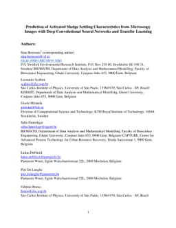 Evaluation of Activated Sludge Settling Characteristics from Microscopy
  Images with Deep Convolutional Neural Networks and Transfer Learning