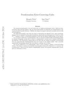 Pseudorandom Error-Correcting Codes