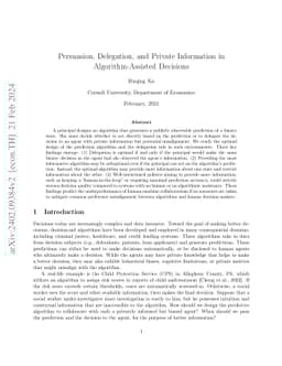 Persuasion, Delegation, and Private Information in Algorithm-Assisted
  Decisions