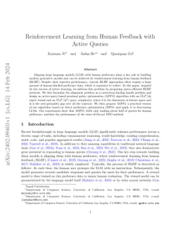 Reinforcement Learning from Human Feedback with Active Queries