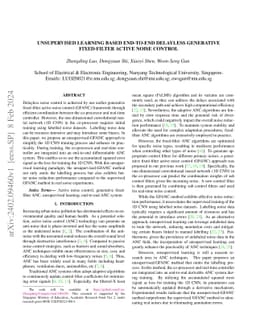 Unsupervised learning based end-to-end delayless generative fixed-filter
  active noise control