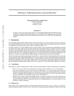 Optimal Thresholding Linear Bandit