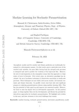 Machine Learning for Stochastic Parametrisation