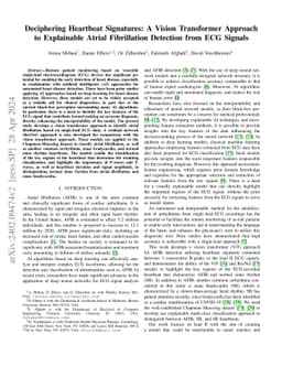 Deciphering Heartbeat Signatures: A Vision Transformer Approach to
  Explainable Atrial Fibrillation Detection from ECG Signals