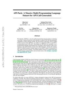 API Pack: A Massive Multi-Programming Language Dataset for API Call Generation