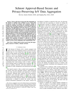 Schnorr Approval-Based Secure and Privacy-Preserving IoV Data
  Aggregation