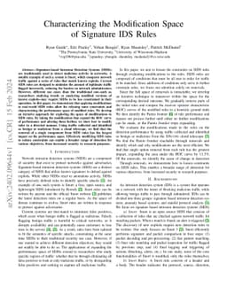 Characterizing the Modification Space of Signature IDS Rules