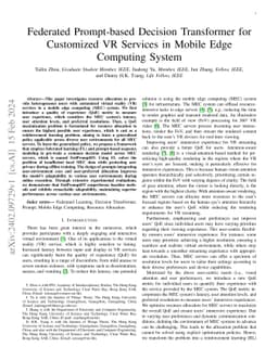 Federated Prompt-based Decision Transformer for Customized VR Services
  in Mobile Edge Computing System