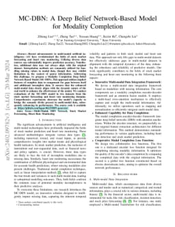 MC-DBN: A Deep Belief Network-Based Model for Modality Completion