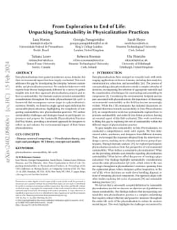 From Exploration to End of Life: Unpacking Sustainability in
  Physicalization Practices