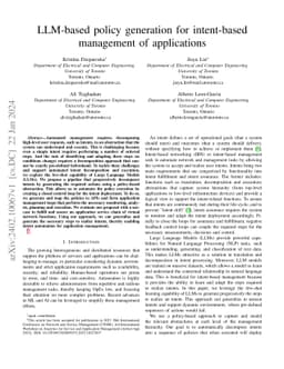 LLM-based policy generation for intent-based management of applications