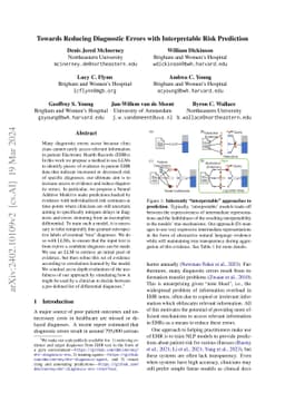 Towards Reducing Diagnostic Errors with Interpretable Risk Prediction