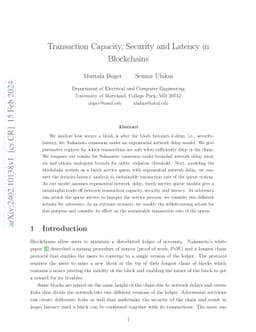 Transaction Capacity, Security and Latency in Blockchains