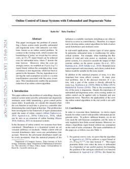 Online Control of Linear Systems with Unbounded and Degenerate Noise