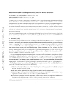 Experiments with Encoding Structured Data for Neural Networks