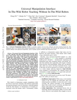 Universal Manipulation Interface: In-The-Wild Robot Teaching Without
  In-The-Wild Robots