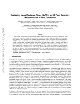 Evaluating NeRFs for 3D Plant Geometry Reconstruction in Field
  Conditions