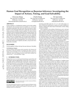 Human Goal Recognition as Bayesian Inference: Investigating the Impact
  of Actions, Timing, and Goal Solvability