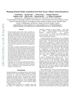 Planning Domain Model Acquisition from State Traces without Action Parameters
