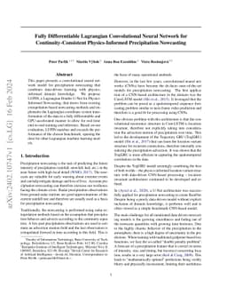 Fully Differentiable Lagrangian Convolutional Neural Network for
  Continuity-Consistent Physics-Informed Precipitation Nowcasting