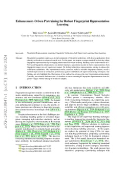 Enhancement-Driven Pretraining for Robust Fingerprint Representation
  Learning