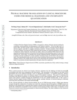Neural machine translation of clinical procedure codes for medical
  diagnosis and uncertainty quantification