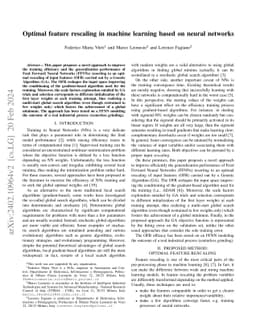 Optimal feature rescaling in machine learning based on neural networks