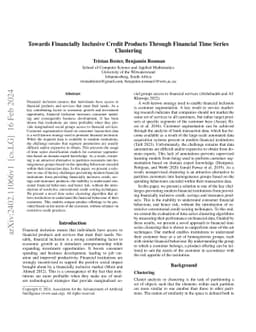 Towards Financially Inclusive Credit Products Through Financial Time
  Series Clustering