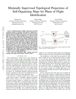 Minimally Supervised Topological Projections of Self-Organizing Maps for
  Phase of Flight Identification