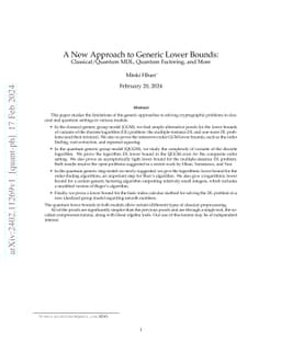 A New Approach to Generic Lower Bounds: Classical/Quantum MDL, Quantum
  Factoring, and More
