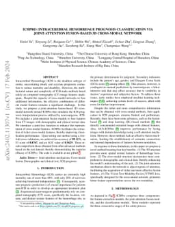 ICHPro: Intracerebral Hemorrhage Prognosis Classification Via
  Joint-attention Fusion-based 3d Cross-modal Network