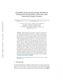 GraphKD: Exploring Knowledge Distillation Towards Document Object
  Detection with Structured Graph Creation