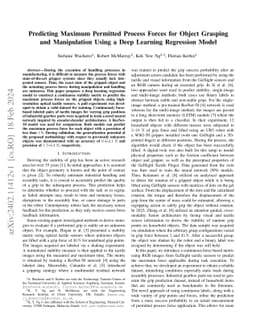 Predicting Maximum Permitted Process Forces for Object Grasping and
  Manipulation Using a Deep Learning Regression Model