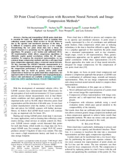 3D Point Cloud Compression with Recurrent Neural Network and Image
  Compression Methods