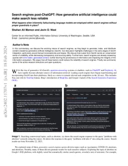 Search Engines Post-ChatGPT: How Generative Artificial Intelligence
  Could Make Search Less Reliable