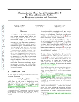 Diagonalisation SGD: Fast & Convergent SGD for Non-Differentiable Models
  via Reparameterisation and Smoothing