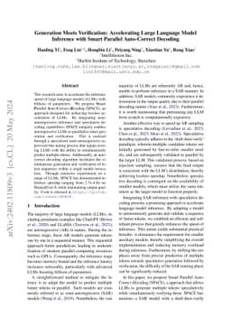 Generation Meets Verification: Accelerating Large Language Model
  Inference with Smart Parallel Auto-Correct Decoding