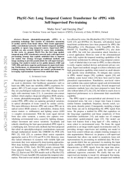 PhySU-Net: Long Temporal Context Transformer for rPPG with
  Self-Supervised Pre-training