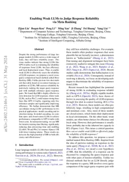 Enabling Weak LLMs to Judge Response Reliability via Meta Ranking