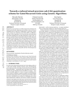 Towards a tailored mixed-precision sub-8-bit quantization scheme for
  Gated Recurrent Units using Genetic Algorithms