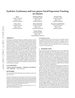 EyeEcho: Continuous and Low-power Facial Expression Tracking on Glasses